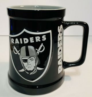 Nfl Raiders Ceramic Coffee Mug Cup Black And Silver Official Licensed 26 Oz.
