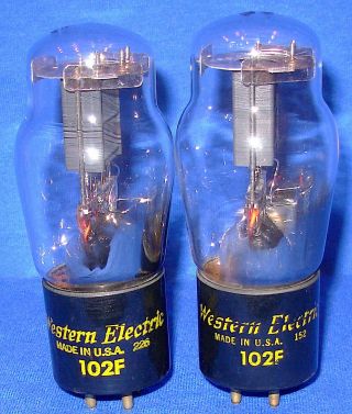 Strong Matched Pair Western Electric 102f Triode Vacuum Tubes 1951/1952 Dates Ff