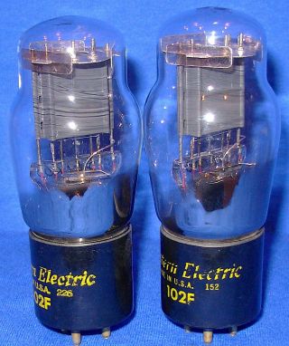 Strong Matched Pair Western Electric 102F Triode Vacuum Tubes 1951/1952 Dates FF 2