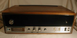 Vintage Heathkit Fm Stereo Solid State Tuner Model Aj - 15 Wood Cabinet