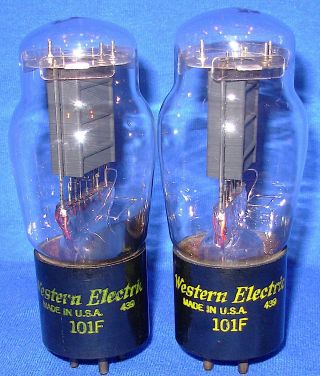Good Matched Pair Western Electric 101f Triode Vacuum Tubes Same 1954 Date Xx