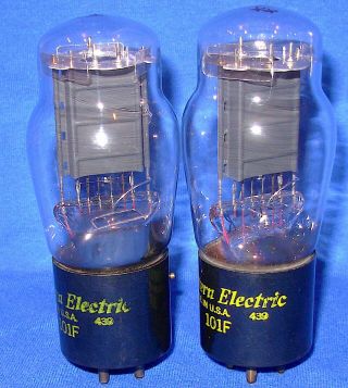 Good Matched Pair Western Electric 101F Triode Vacuum Tubes Same 1954 Date XX 2