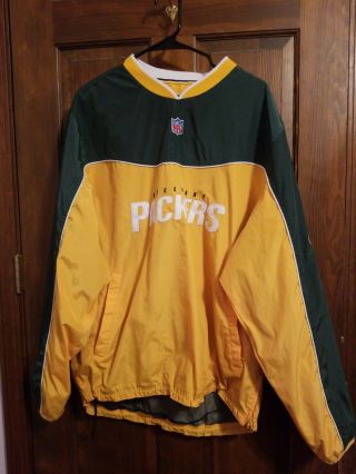 Vintage Reebok Green Bay Packers Nfl Pull Over Windbreaker Jacket Size L