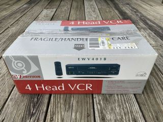 Emerson Ewv401b Hi - Fi Stereo 19 Micron 4 Head Vhs Vcr Player Recorder Open