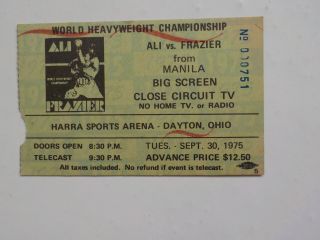 Muhammad Ali Vs Joe Frazier Iii Boxing Ticket 1975 Dayton Ohio Cassius Clay