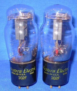 Strong Matched Pair Western Electric 102f Triode Vacuum Tubes 1956/1957 Dates Gg