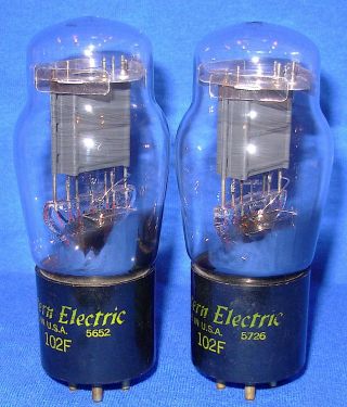 Strong Matched Pair Western Electric 102F Triode Vacuum Tubes 1956/1957 Dates GG 2