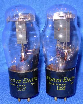Strong Matched Pair Western Electric 102f Triode Vacuum Tubes 1951/1955 Dates Ee
