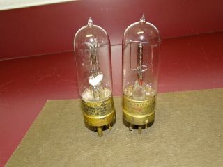 Pair,  Rca Radiotron Wd - 11 Brass Base Tipped Radio Tubes,  Good Filaments