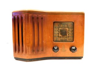 Vintage 1940s Old Emerson Ingraham Cabinet Art Deco Antique Tube Radio & Has Tag