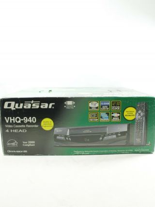 Factory Quasar Vhq - 940 Video Cassette Recorder Player Vcr Omnivision