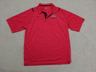 Nike Unlv Runnin Rebels Basketball Polo Shirt Mens Large Fit Dry Red Black Ncaa