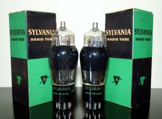 Matched Pair Sylvania/tung - Sol Nos/nib 6f8g Black Glass Tubes - Test