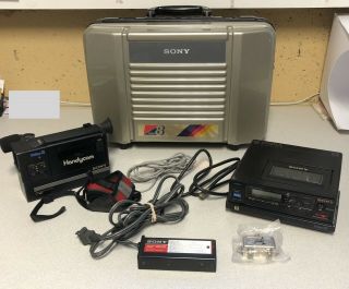 Vintage Sony Video 8 Handycam Ccd - M8u Video Casette Recorder Ev - C8u Case Battery