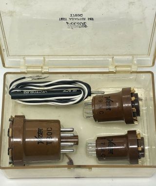 Rare Nos Set Of 3 Vector Brand Vacuum Tube Test Socket Adapter Set 1789c