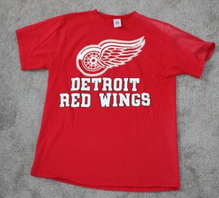 Vtg 90s Logo 7 Detroit Red Wings T - Shirt Men 