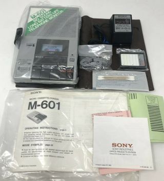 Vtg 1980 Sony Microcassette Recorder M - 601 W/ Cassettes Telephone Monitor —