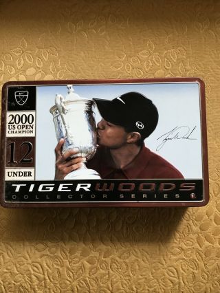 Tiger Woods 2000 Us Open Champion Collector Series 12 Golf Balls Autograph Tin