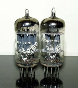 Matched Pair Amperex Bugle Boy Ecc83/12ax7 Large O - Getter Tubes - 1961 - Holland