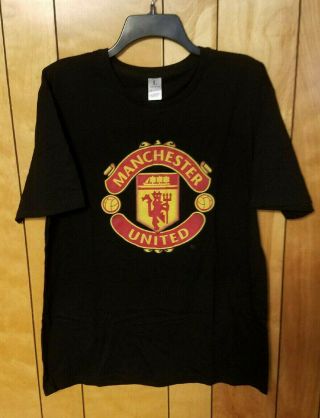 Manchester United Shirt Short Sleeve Graphic T Adult L Large Black Logo On Front