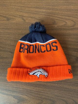 Denver Broncos Era Nfl Knit Hat On Field Sideline Beanie Stocking Cap Pom