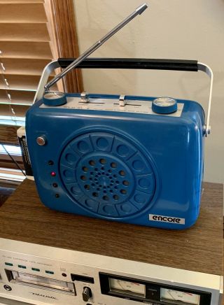 Encore Portable 8 - Track Player Am - Fm Radio Teal Green Serviced See Video Demo
