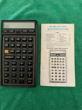Hewlett Packard 41cv Calculator With Quick Start Guide And Case