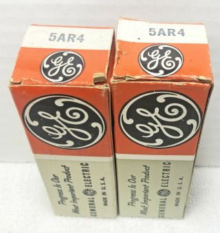 Matched Pair Nos 1960 Ge (usa) 5ar4 (gz34) Rectifier Tubes (97a)