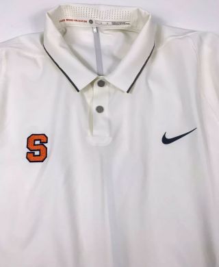 Syracuse Orangemen Tiger Woods Nike Mens Large Dri Fit White 726190 - 100 Polo
