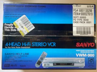(in Open Box) Sanyo Vwm - 900 Hifi 4 Head Stereo Vcr Vhs Player Recorder