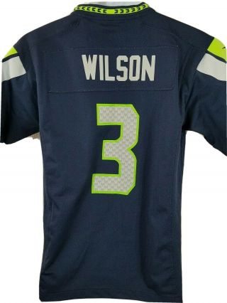 Seattle Seahawks Russell Wilson Nike Onfield Nfl Jersey Youth Large 14 - 16