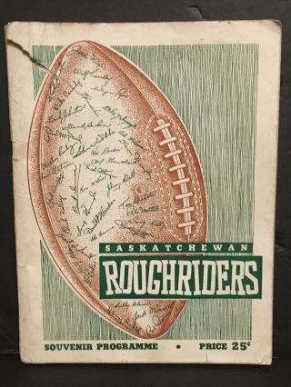 1951 Saskatchewan Roughriders Souvenir Program Cfl Football Booklet