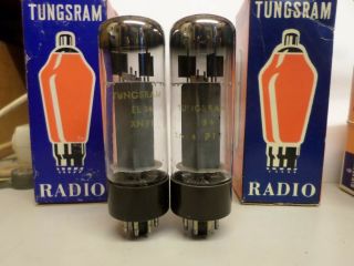 Matched Pair El34 From Mullard Whit Tungsram Print And Box,  Xf2 Code.