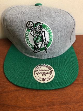 Boston Celtics Snapback Hat Mitchell And Ness Gray And Green