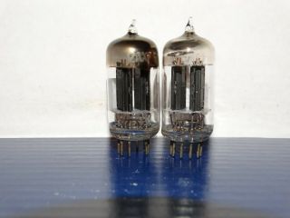 2 X 12ax7 Ge Tubes Black Plates Dimpled D Getter Very Strong Match Early 1950s