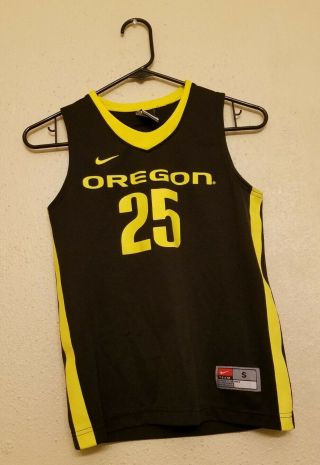 Nike Oregon Ducks Boys Basketball Jersey Black Yellow 25 Boys Small 8/10