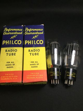 Nos Matched Pair Philco 6b4g Amplifier Power Vacuum Tubes D.  8652