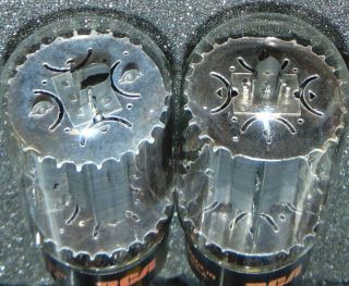 Matched Pair Rca Black Plate 6l6gc / Kt66 Tubes Vintage Usa Made 6l6