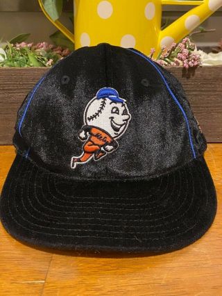 Ny Mets Fitted Hat Black Velour Mr.  Met Mascot By American Needle Men’s Size 8