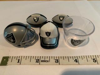 Raiders Mini Helmet Hat/cap Plastic Shot Glass 2 Mini Footballs Nfl Gumball Size