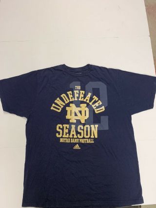 Adidas Notre Dame Irish Football T Shirt Size Xl Blue Undefeated Season 2012