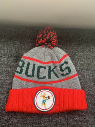 Nba Milwaukee Bucks Mitchell And Ness Winter Pom Knit Hat