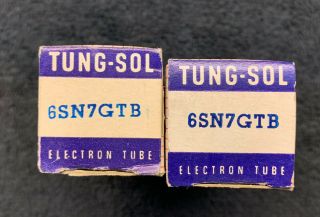 2 NOS NIB Matched Tung - Sol 6SN7GTB Tall Bottle Tubes USA 1960 ' s 2