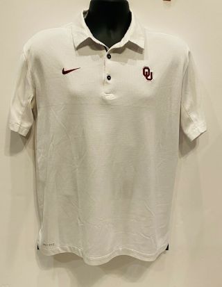 Nike Dri - Fit Oklahoma Sooners Ou Polo Shirt White Size Large