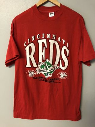Vintage 1990 Cincinnati Reds World Series Champions T Shirt Mens L Single Stitch
