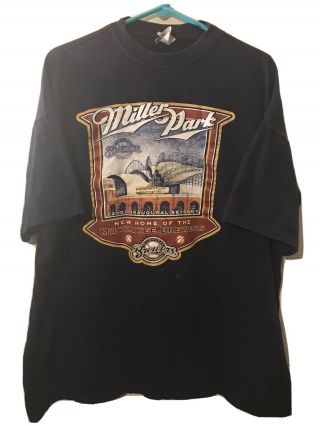 2001 Milwaukee Brewers Miller Park Innaugural Season Majestic T Shirt Adult Xl