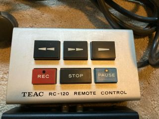 Teac Rc - 120 Remote Control For Reel - To - Reel Tape Recorders -