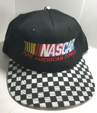 Nascar Racing Checkered Flag Snapback Hat Cap American Power Retro Vintage