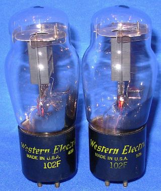 Strong Matched Pair Western Electric 102f Triode Vacuum Tubes 1954/5 Dates N