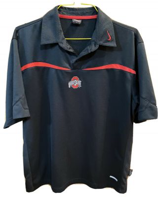 Nike Ohio State Golf Polo Shirt Mens Large Black Football Buckeyes Osu